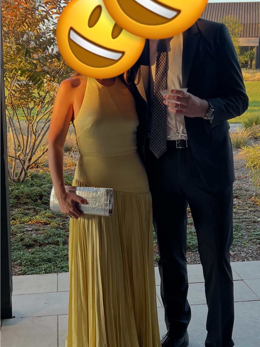 Alexis Yellow Halter Backless Pleated Maxi Dress